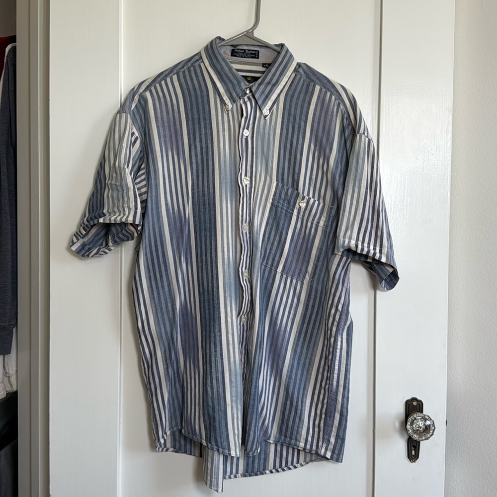Vintage Indian Madras Striped Cotton Shirt Men’s Medium – Distressed